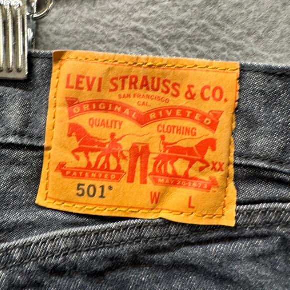 Levi's 501 Jeans Mens 44x30 (42x28 ACTUAL) Button Fly Grayish Blue Denim - Picture 5 of 11